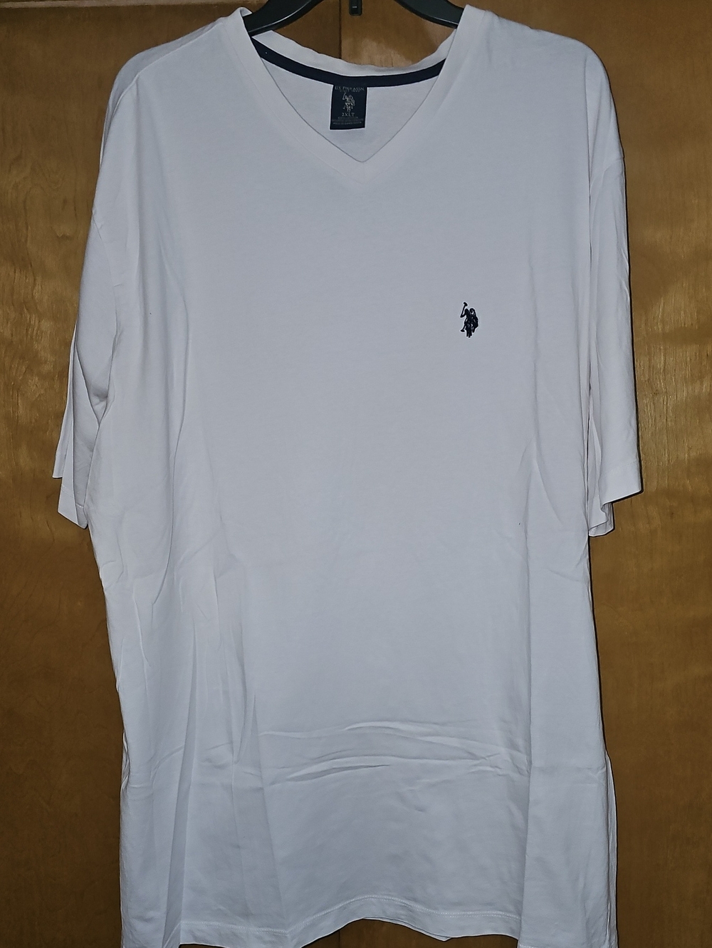 U.S. Polo Assn. Men's White V-Neck Tee with Navy Logo